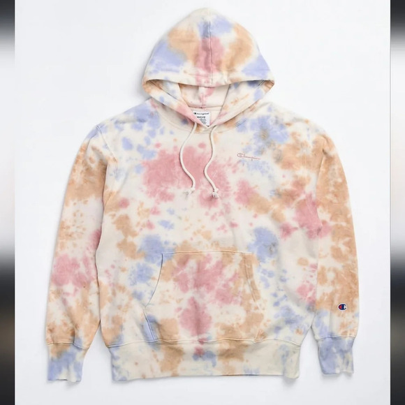 Champion Tops - CHAMPION, Womens Pullover Hoodie, Pink, Blue‎ &Orange Sun Wash, Size Small